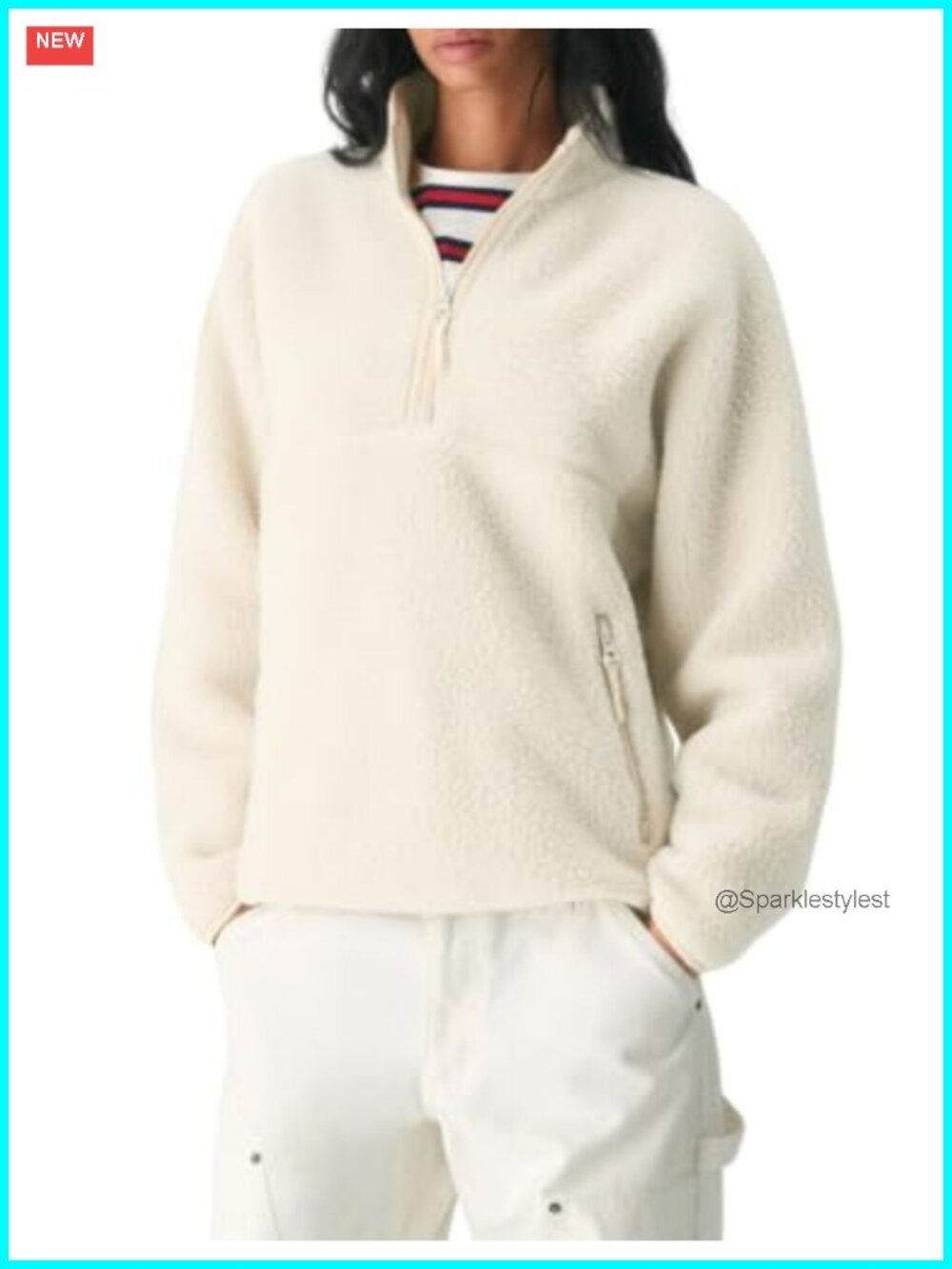 Sherpa Fleece Quarter Zip Pullover Womens Jacket Sweatshirt